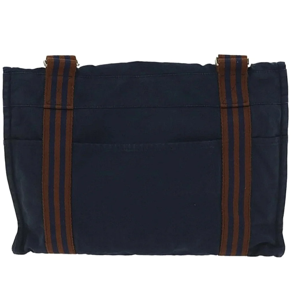 Hermes Navy Blue and Brown Fourre-Tout MM Canvas Messenger Bag